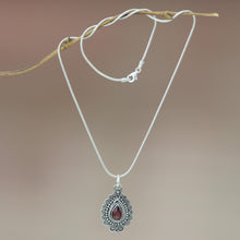 Load image into Gallery viewer, Handcrafted Sterling Silver and Garnet Pendant Necklace - Queen of Bali | NOVICA
