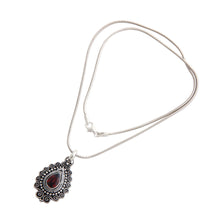 Load image into Gallery viewer, Handcrafted Sterling Silver and Garnet Pendant Necklace - Queen of Bali | NOVICA