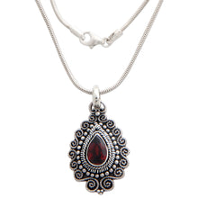 Load image into Gallery viewer, Handcrafted Sterling Silver and Garnet Pendant Necklace - Queen of Bali | NOVICA