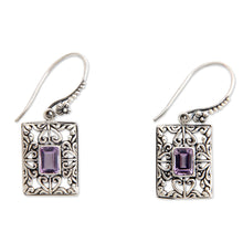 Load image into Gallery viewer, Sterling Silver and Amethyst Dangle Earrings - Mythic Garden | NOVICA