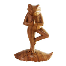 Load image into Gallery viewer, Handcrafted Wood Sculpture - Tree Pose Yoga Frog | NOVICA