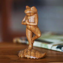 Load image into Gallery viewer, Handcrafted Wood Sculpture - Tree Pose Yoga Frog | NOVICA