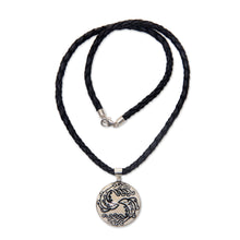 Load image into Gallery viewer, Balinese Hand Crafted Pisces Zodiac Leather Pendant Necklace - Pisces | NOVICA