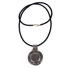 Load image into Gallery viewer, Artisan Crafted Necklace Sterling Silver on Leather - Circular Visions | NOVICA