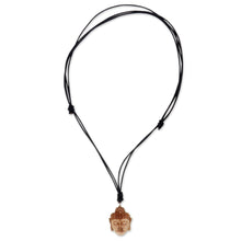 Load image into Gallery viewer, Buddha Head Necklace in Carved Cow Bone and Leather - Buddha Head II | NOVICA