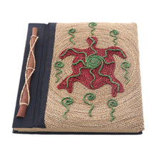 Load image into Gallery viewer, Red Turtle Motif Handmade Natural Fiber Blank Journal - Red Turtle | NOVICA