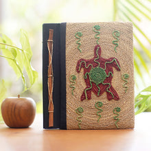 Load image into Gallery viewer, Red Turtle Motif Handmade Natural Fiber Blank Journal - Red Turtle | NOVICA
