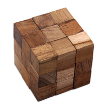 Load image into Gallery viewer, Artisan Crafted Natural Teak Wood Puzzle from Java - Snake Cube | NOVICA