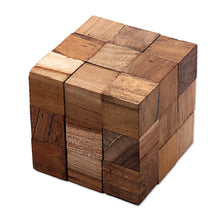 Load image into Gallery viewer, Artisan Crafted Natural Teak Wood Puzzle from Java - Snake Cube | NOVICA