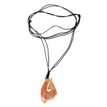 Load image into Gallery viewer, Hand Made Cow Bone Pendant Necklace from Indonesia - Traditional Fishing Hook | NOVICA