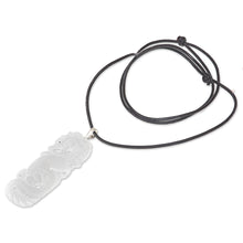 Load image into Gallery viewer, Hand Carved White Dragon Pendant & Leather Cord Necklace - White Dragon Guardian | NOVICA