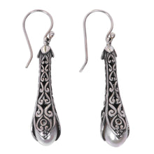 Load image into Gallery viewer, Sterling Silver Tendrils and Cultured Pearl Earrings - Clove Island | NOVICA