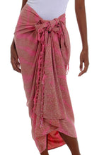 Load image into Gallery viewer, Handmade Pink and Brown Rayon Sarong from Indonesia - Coral Flow | NOVICA
