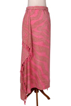 Load image into Gallery viewer, Handmade Pink and Brown Rayon Sarong from Indonesia - Coral Flow | NOVICA