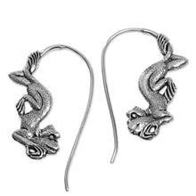 Load image into Gallery viewer, Sterling Silver Monkey Drop Earrings from Indonesia - Reposing Monkey | NOVICA