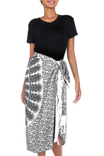 Load image into Gallery viewer, Handmade Batik Indonesian Sarong in Black and White - White Sun | NOVICA