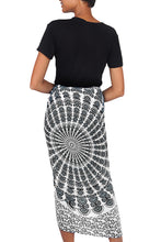 Load image into Gallery viewer, Handmade Batik Indonesian Sarong in Black and White - White Sun | NOVICA