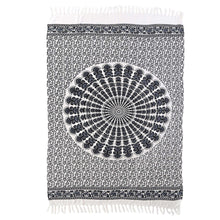 Load image into Gallery viewer, Handmade Batik Indonesian Sarong in Black and White - White Sun | NOVICA