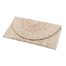 Load image into Gallery viewer, Handmade Ivory Palm Leaf Clutch Handbag from Java - Trance in Ivory | NOVICA