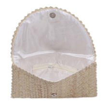 Load image into Gallery viewer, Handmade Ivory Palm Leaf Clutch Handbag from Java - Trance in Ivory | NOVICA