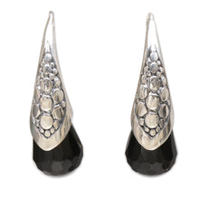 Load image into Gallery viewer, Handcrafted Sterling Silver Onyx Drop Earrings Indonesia - Midnight Spell | NOVICA