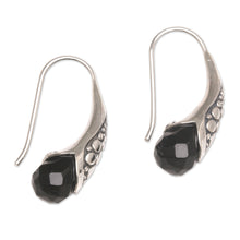Load image into Gallery viewer, Handcrafted Sterling Silver Onyx Drop Earrings Indonesia - Midnight Spell | NOVICA