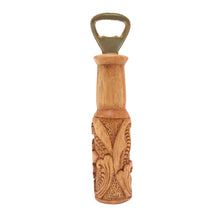 Load image into Gallery viewer, Hand Carved Wood Bottle Opener with Leaf Motif from Bali - Bottles Up | NOVICA
