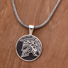 Load image into Gallery viewer, Sterling Silver Helmet Pendant Necklace from Indonesia - Hayam Wuruk Helmet | NOVICA