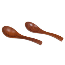 Load image into Gallery viewer, Handmade Teak Wood Spoons from Bali (Pair) - Elegant Companions | NOVICA