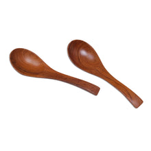 Load image into Gallery viewer, Handmade Teak Wood Spoons from Bali (Pair) - Elegant Companions | NOVICA