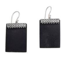 Load image into Gallery viewer, Sterling Silver and Lava Stone Rectangular Earrings - Dotted Walls | NOVICA