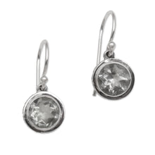 Load image into Gallery viewer, Circular Prasiolite and Sterling Silver Earrings from Bali - Glittering Glance | NOVICA