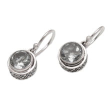 Load image into Gallery viewer, Circular Prasiolite and Sterling Silver Earrings from Bali - Glittering Glance | NOVICA