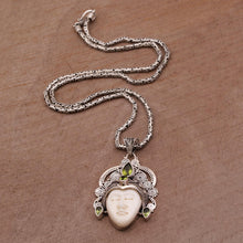 Load image into Gallery viewer, Peridot and Sterling Silver Pendant Necklace from Bali - Bedugul Prince | NOVICA