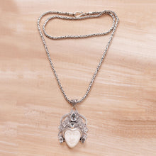 Load image into Gallery viewer, Blue Topaz and Sterling Silver Face Necklace form Bali - Bedugul Prince | NOVICA