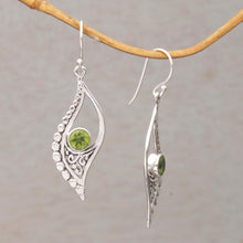 Load image into Gallery viewer, Peridot and Sterling Silver Dangle Earrings from Indonesia - Jungle Dew | NOVICA
