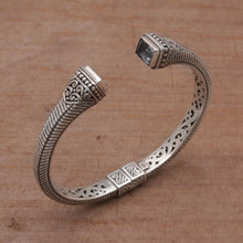 Load image into Gallery viewer, Blue Topaz and Sterling Silver Cuff Bracelet from Bali - Celuk Royalty | NOVICA