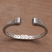 Load image into Gallery viewer, Blue Topaz and Sterling Silver Cuff Bracelet from Bali - Celuk Royalty | NOVICA
