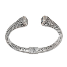 Load image into Gallery viewer, Blue Topaz and Sterling Silver Cuff Bracelet from Bali - Celuk Royalty | NOVICA