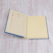 Load image into Gallery viewer, Hand-Woven Pandan Leaf Journal with Photo Cover in Blue - Woven Memories in Blue | NOVICA