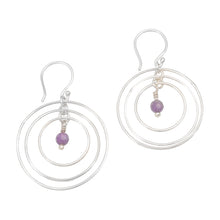 Load image into Gallery viewer, Amethyst and Sterling Silver Dangle Earrings form Bali - Atoms | NOVICA