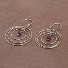 Load image into Gallery viewer, Amethyst and Sterling Silver Dangle Earrings form Bali - Atoms | NOVICA