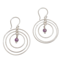 Load image into Gallery viewer, Amethyst and Sterling Silver Dangle Earrings form Bali - Atoms | NOVICA