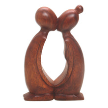 Load image into Gallery viewer, Hand Carved Suar Wood Romantic Statuette from Bali - Kissing You | NOVICA