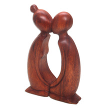 Load image into Gallery viewer, Hand Carved Suar Wood Romantic Statuette from Bali - Kissing You | NOVICA