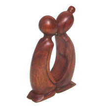 Load image into Gallery viewer, Hand Carved Suar Wood Romantic Statuette from Bali - Kissing You | NOVICA