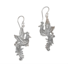 Load image into Gallery viewer, Peacock Motif Sterling Silver Dangle Earrings - Merak Majesty | NOVICA