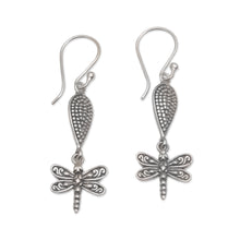 Load image into Gallery viewer, Handmade 925 Sterling Silver Dragonfly Dangle Earrings - Free Flying | NOVICA