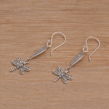 Load image into Gallery viewer, Handmade 925 Sterling Silver Dragonfly Dangle Earrings - Free Flying | NOVICA