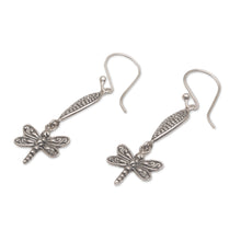 Load image into Gallery viewer, Handmade 925 Sterling Silver Dragonfly Dangle Earrings - Free Flying | NOVICA